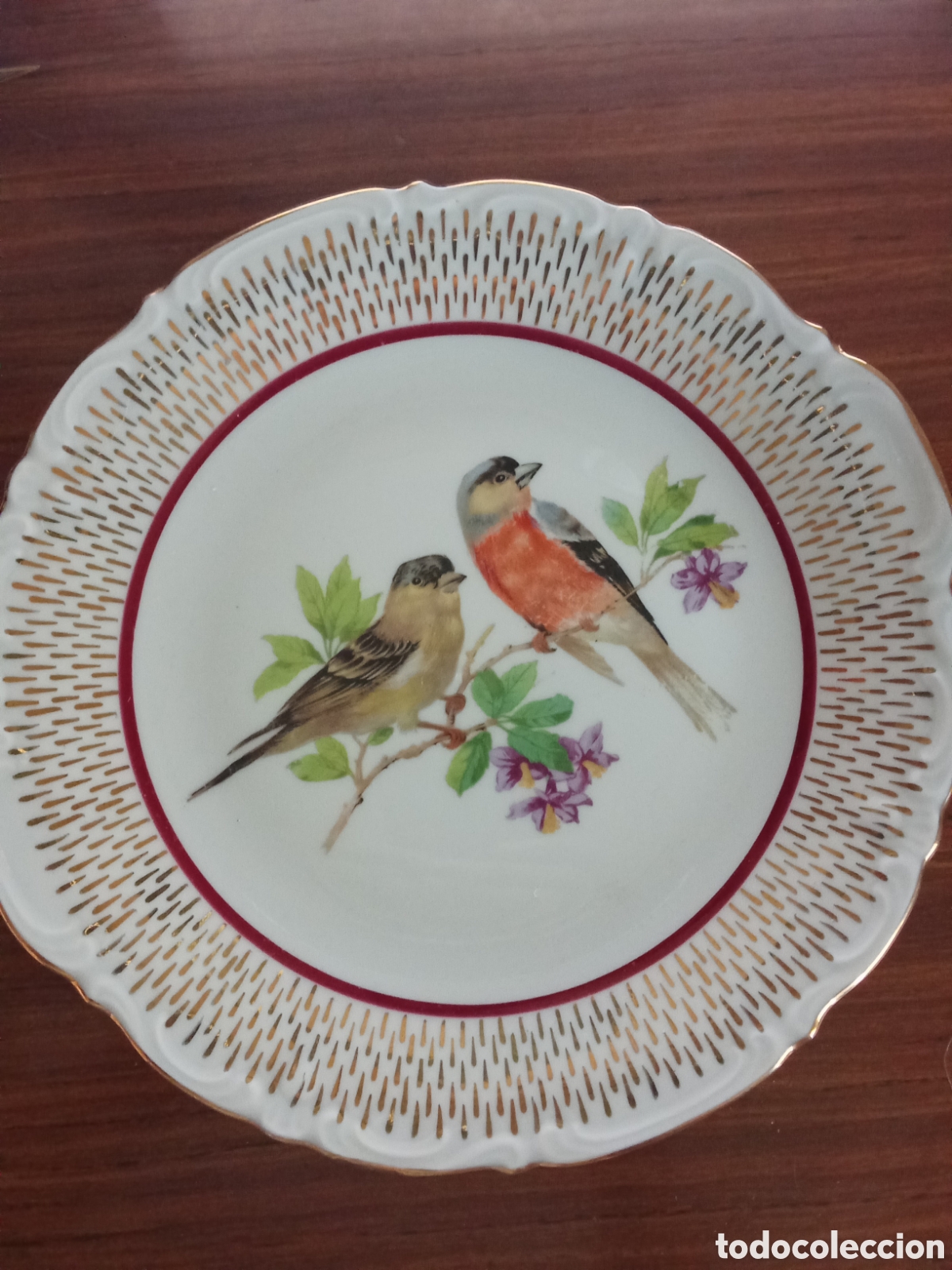 Vintage: Plato de cer&aacute;mica p&aacute;jaros de BLANCO y NEGRO ,JMJ