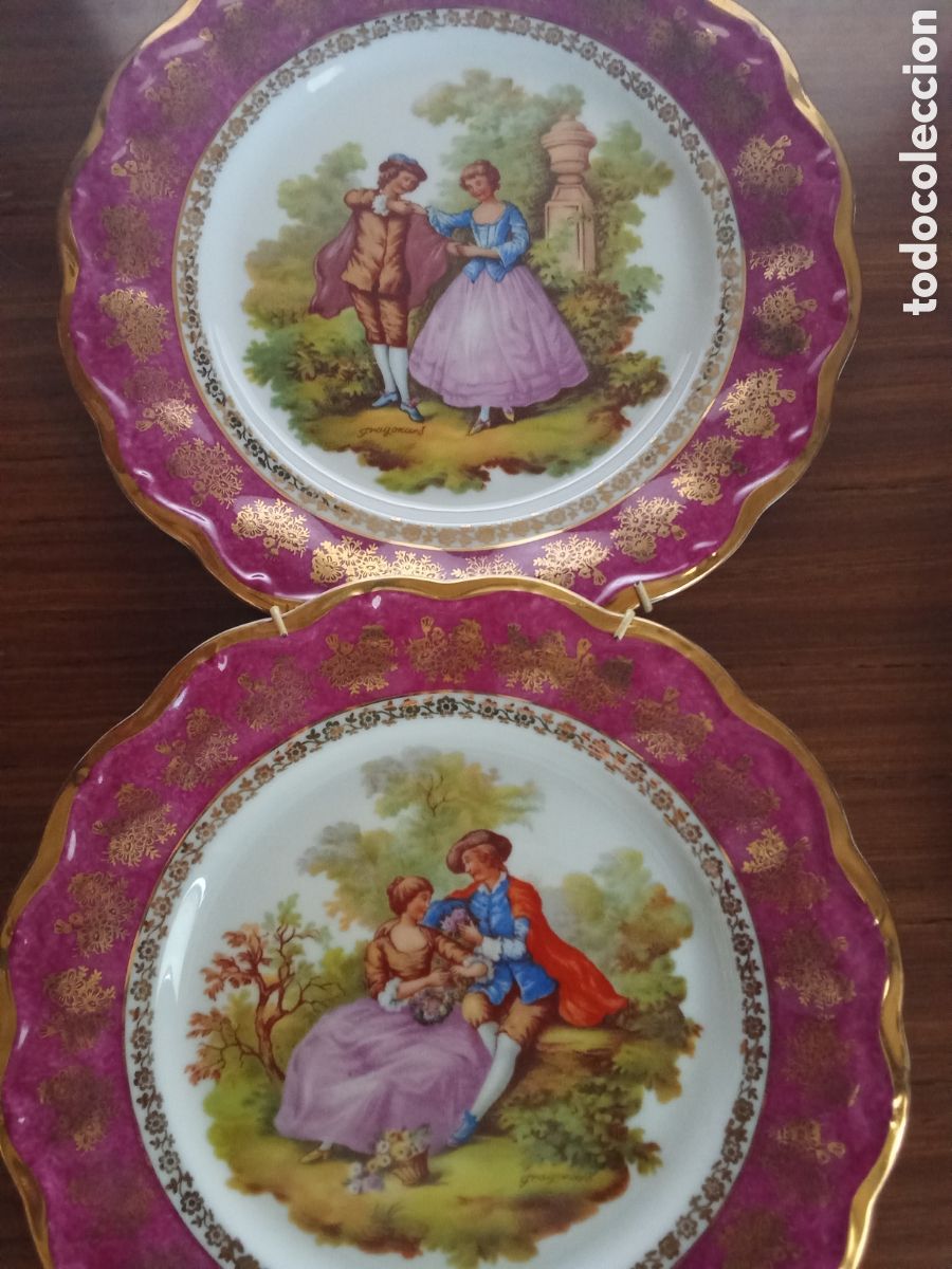 Vintage: Pareja de platos de cer&aacute;mica ,firma Oliete ,JMJ