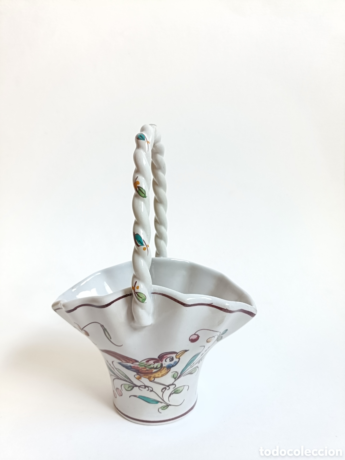 Vintage: Cesta Cer&aacute;mica Portuguesa Outeiro &Aacute;gueda Pintada a Mano