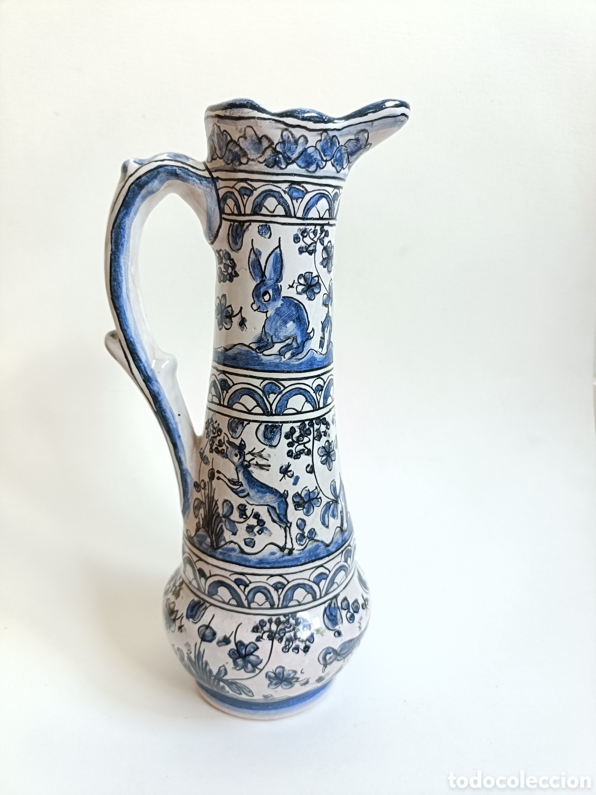Vintage: Jarra Pichel Cer&aacute;mica Co&iacute;mbra Siglo XVII Pintada a Mano