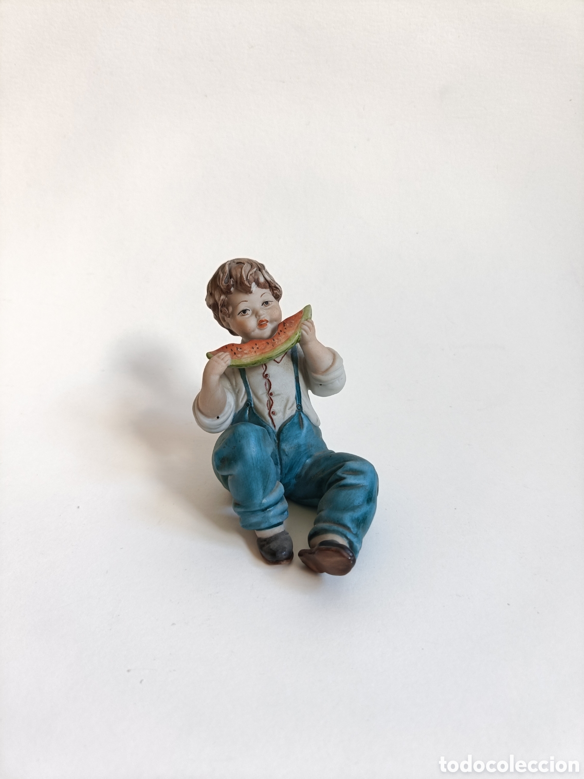 Vintage: Figura Porcelana Capodimonte Italia Ni&ntilde;o con Sand&iacute;a