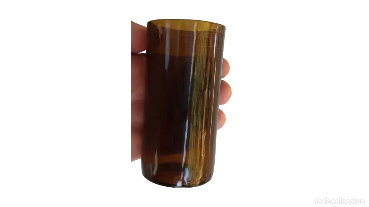 Vintage: VASO VINTAGE ARTESANAL DE BOTELLA DE VIDRIO &Aacute;MBAR RECICLADA - A&Ntilde;OS 80/90