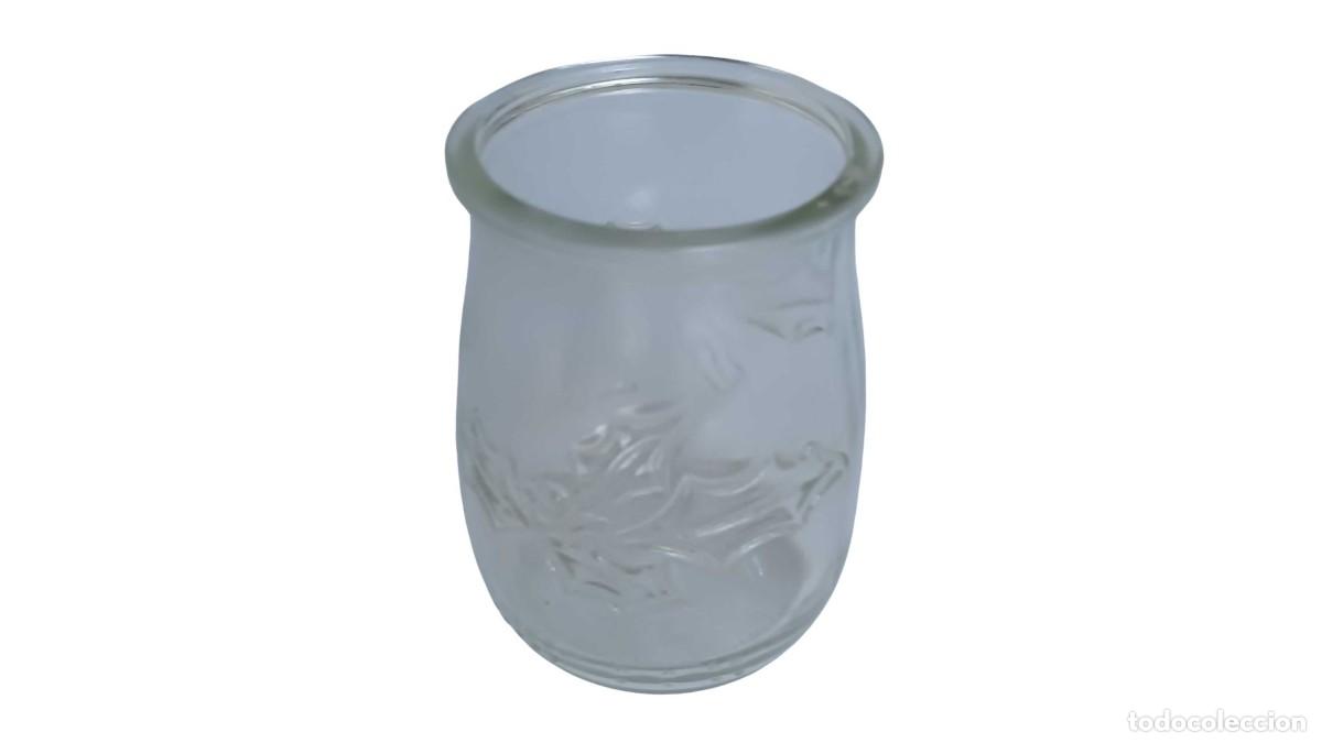 Vintage: VASO DE CRISTAL VINTAGE DE YOGUR NESTL&Eacute; - RELIEVE NAVIDE&Ntilde;O (A&Ntilde;OS 80/90)