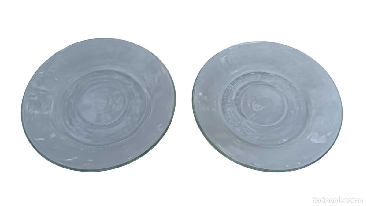 Vintage: LOTE DE 2 PLATOS DE VIDRIO TRANSPARENTE CON RELIEVE DE C&Iacute;RCULOS CONC&Eacute;NTRICOS - A&Ntilde;OS 80/90
