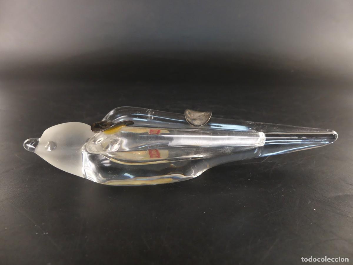 Vintage: BONITO CENICERO DE CRISTAL Y PLATA EN FORMA DE PAJARO