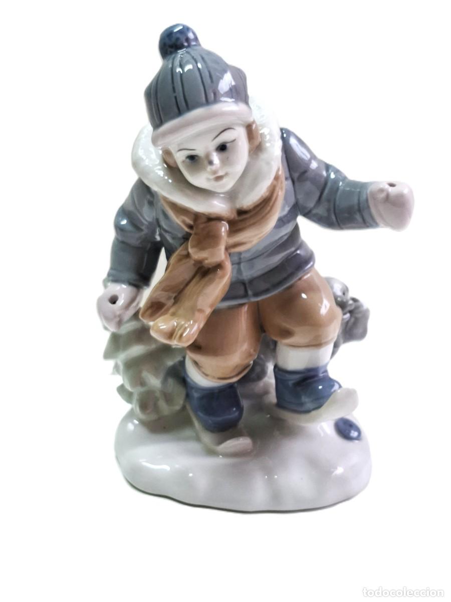 Vintage: FIGURA DE PORCELANA LLADRO &rdquo;INVIERNO INFANTIL&rdquo;-NINO CON PERRO