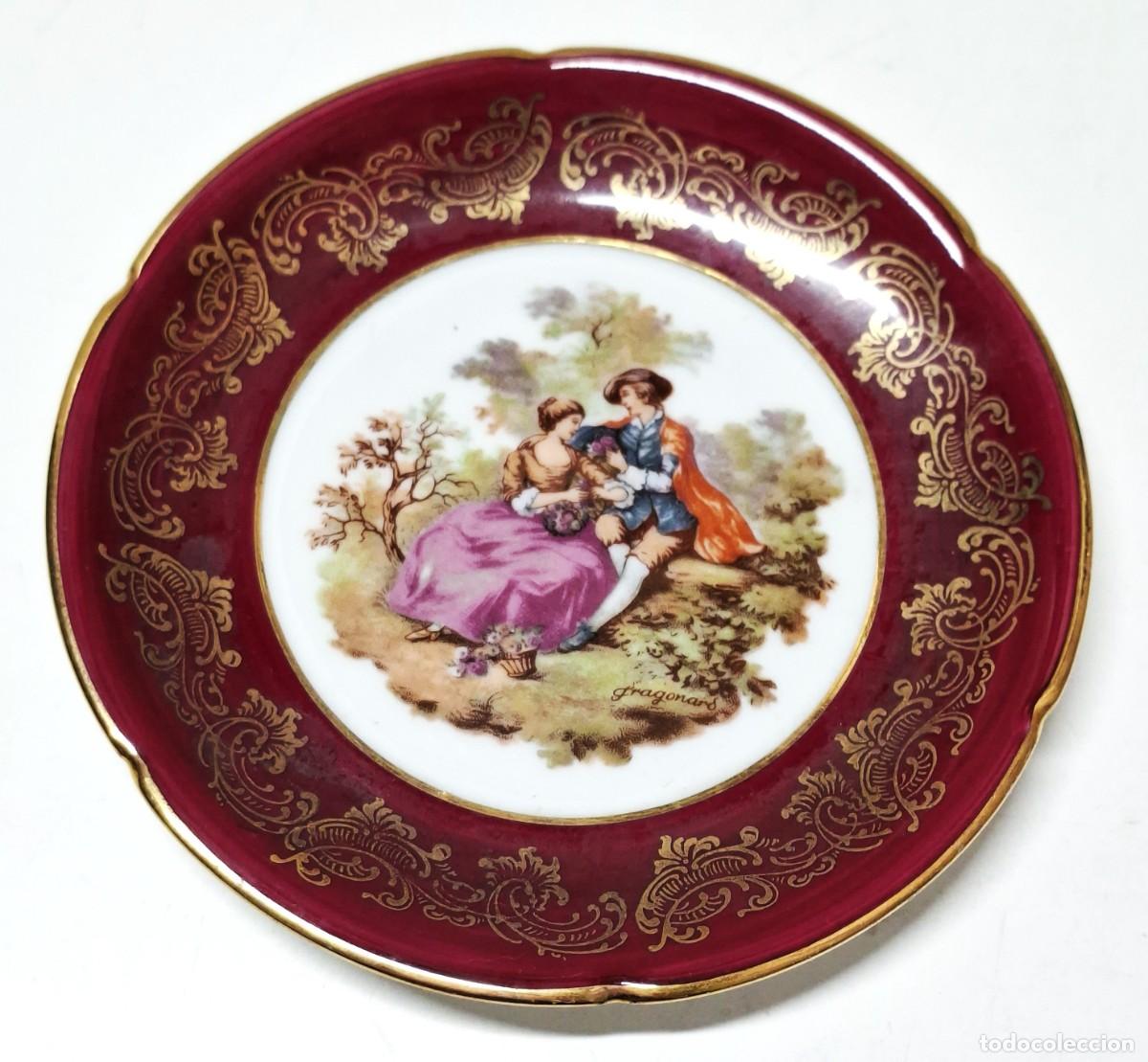 Vintage: Elegante plato decorativo coleccionable de porcelana francesa vintage de Limoges estampado