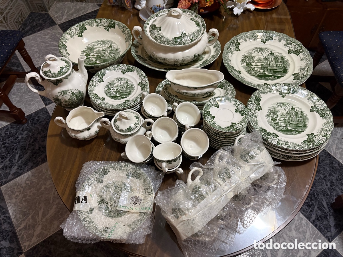 Vintage: Vajilla de la cartuja verde