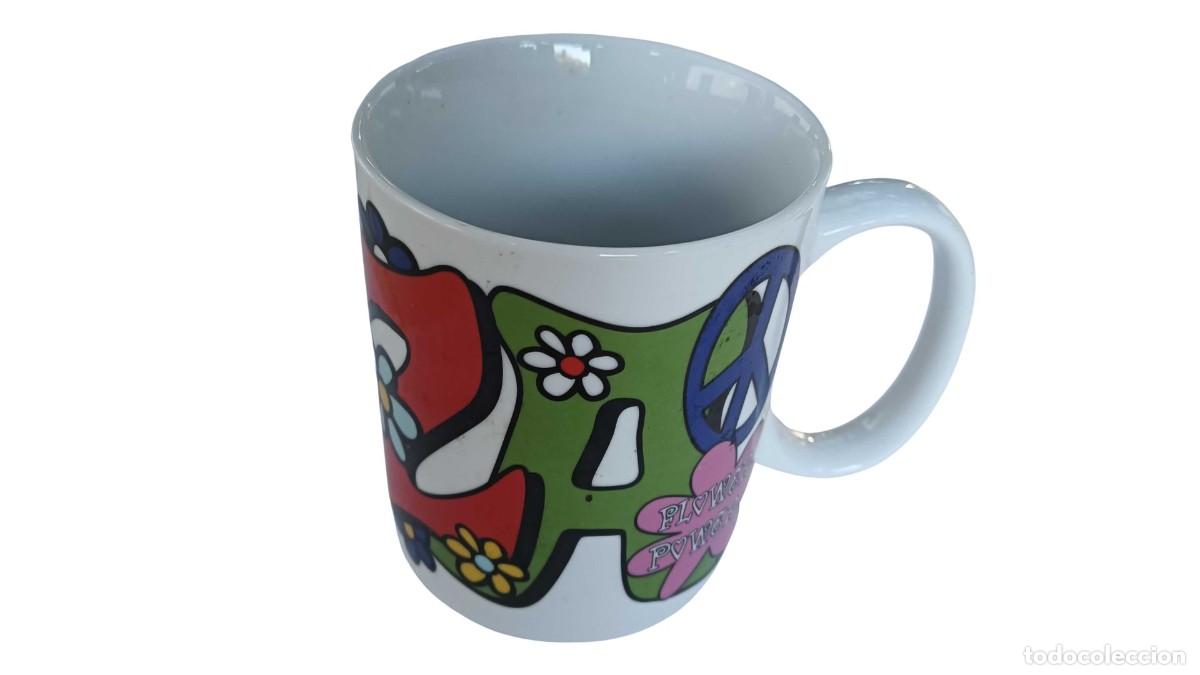Vintage: TAZA DE PORCELANA &rdquo;FLOWER POWER&rdquo; - ARTE POP VINTAGE (A&Ntilde;OS 80/90)