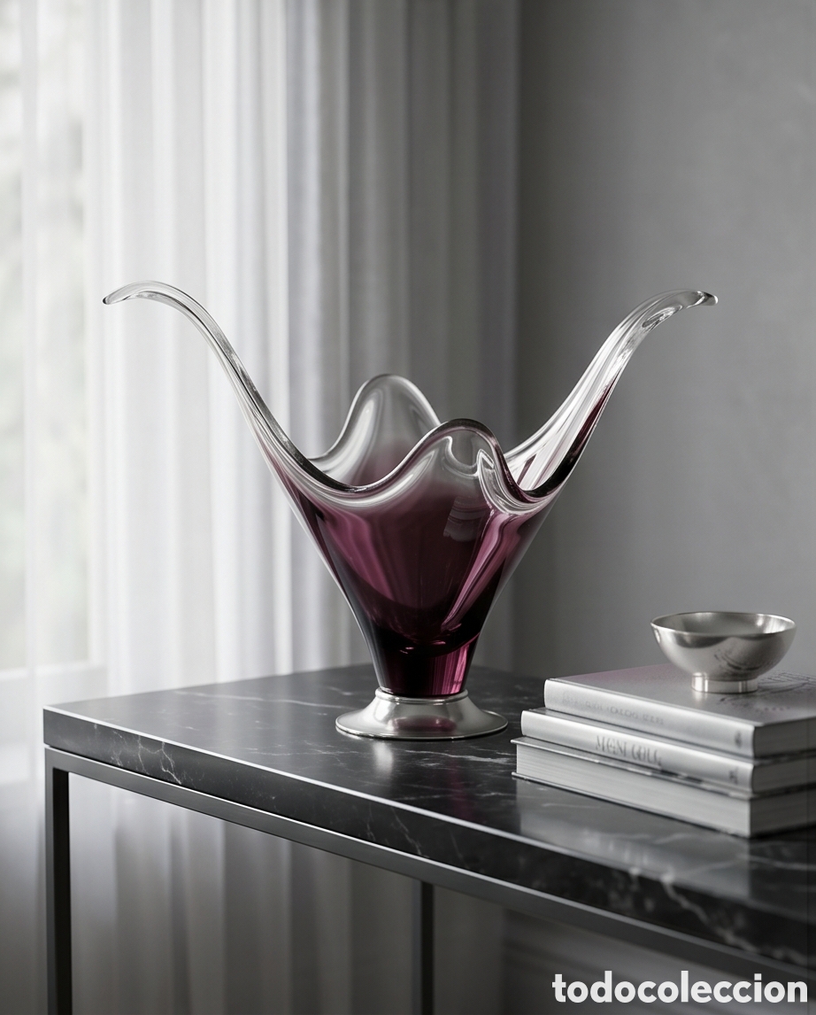 Vintage: Centro de mesa cristal morado vintage