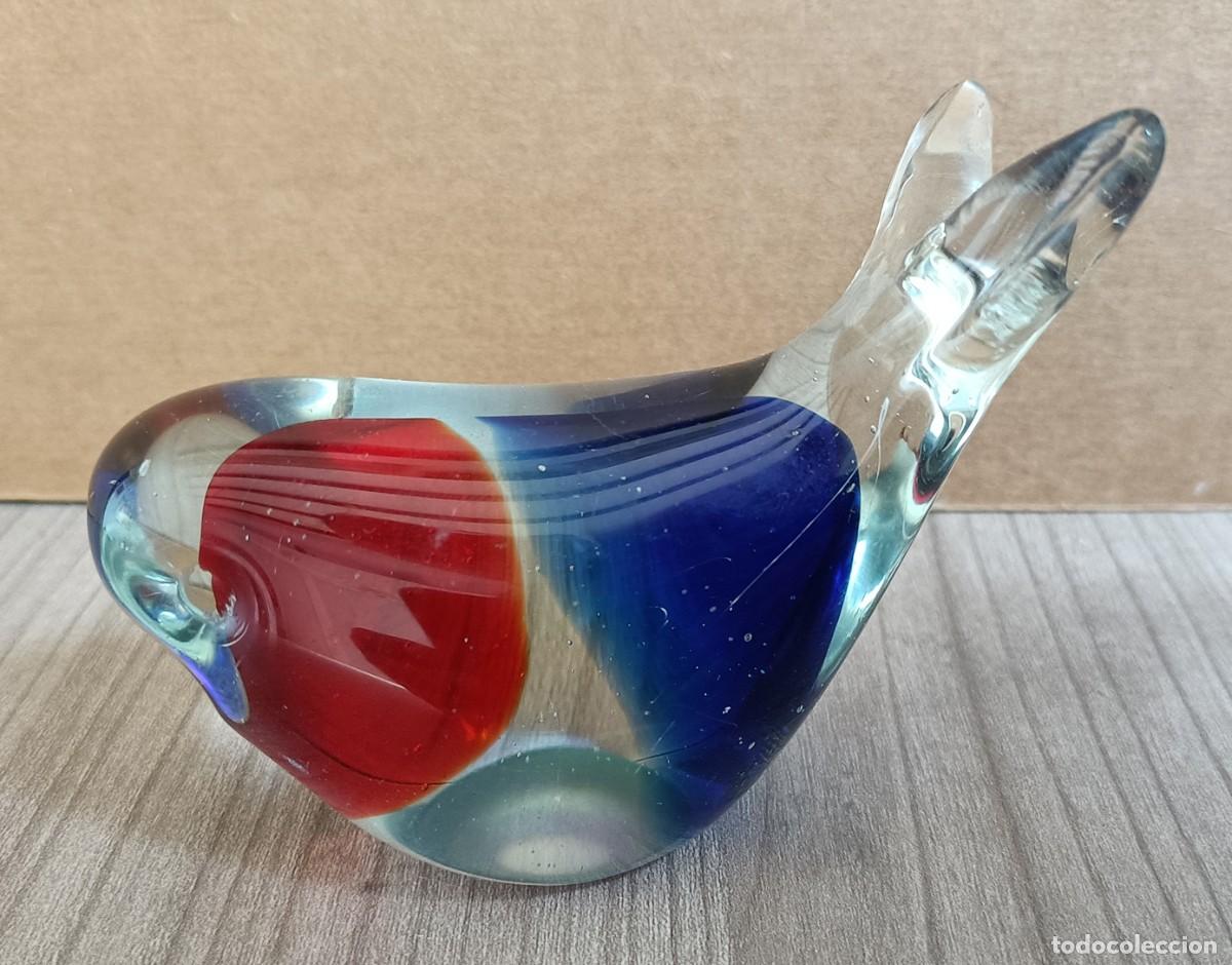 Vintage: Decoracion, antiguo pisapapeles de cristal o vidrio forma de pajaro