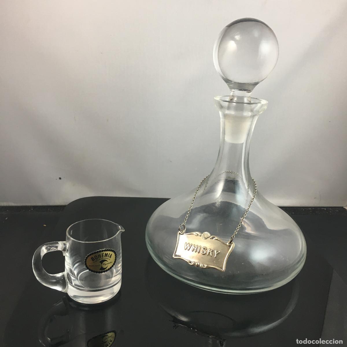 Vintage: Juego Whisky Cristal de Bohemia. Botella y jarrita. Nuevos.