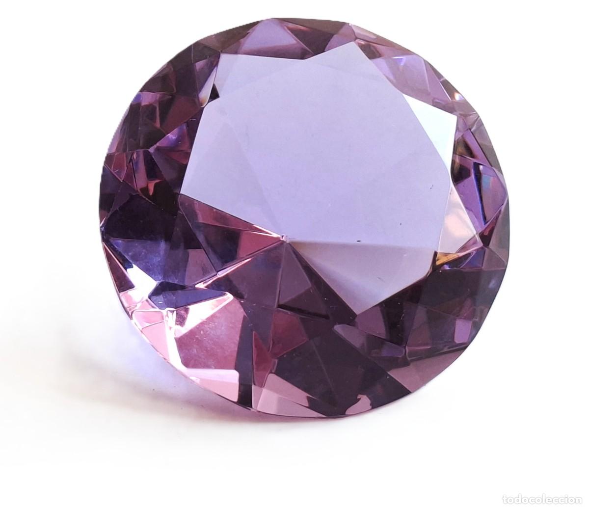 Vintage: FIGURA DIAMANTE DE CRISTAL VIDRIO PISAPAPELES DECORACION - 10 CM DIAMETRO X 5.CM ALTO APROX