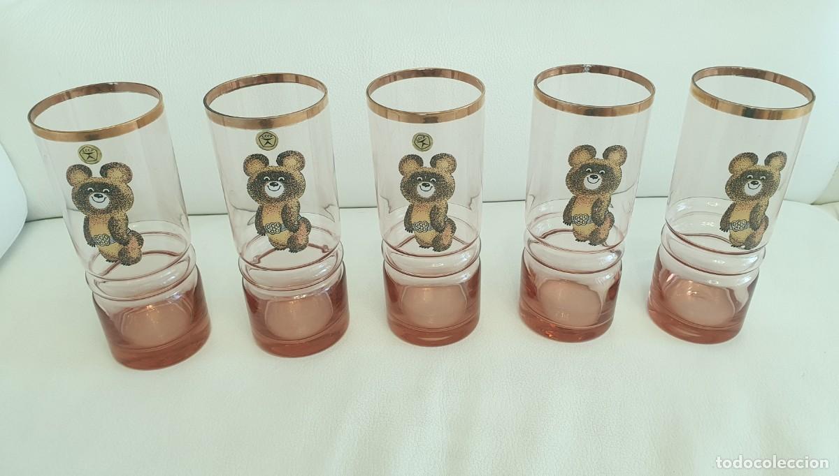 Vintage: USSR Olympics Vintage set of x5 glasses feature Misha, the mascot for the 1980 Moscow Summer Oly