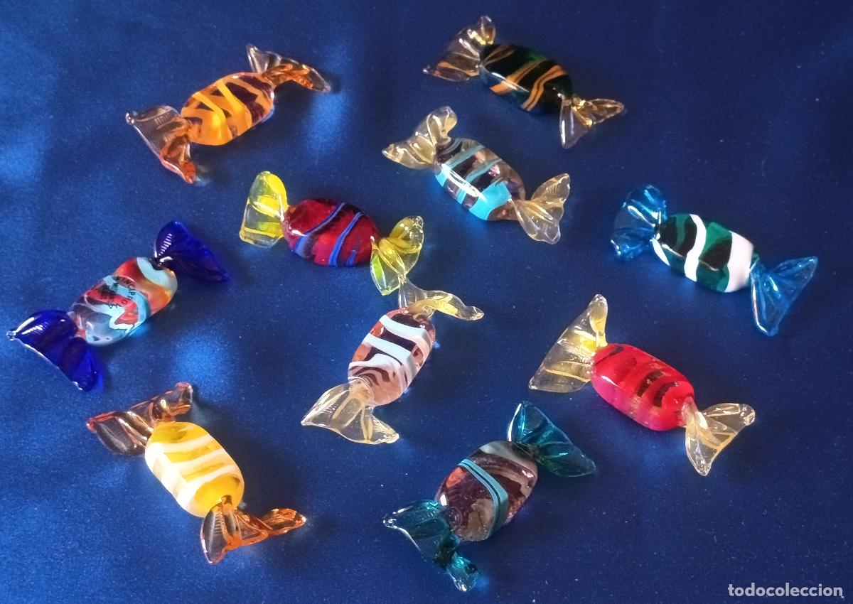 Vintage: DIEZ CARAMELOS DE CRISTAL DE MURANO DE DIVERSOS DISE&Ntilde;OS Y COLORES. VINTAGE