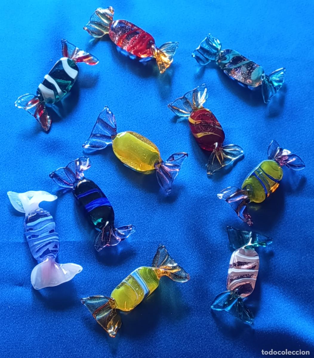Vintage: DIEZ CARAMELOS DE CRISTAL DE MURANO DE DIVERSOS DISE&Ntilde;OS Y COLORES. VINTAGE