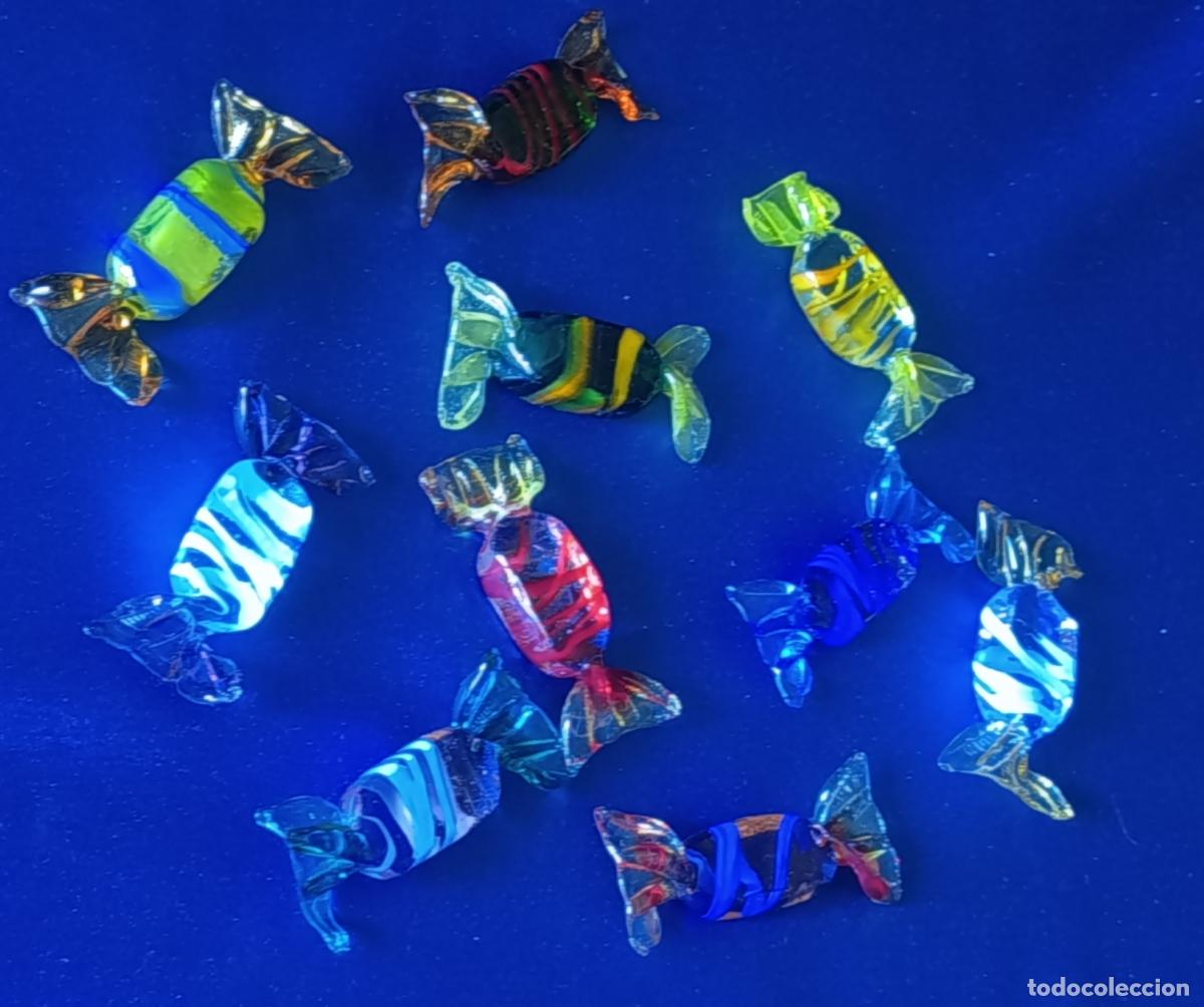Vintage: DIEZ CARAMELOS DE CRISTAL DE MURANO DE DIVERSOS DISE&Ntilde;OS Y COLORES. VINTAGE