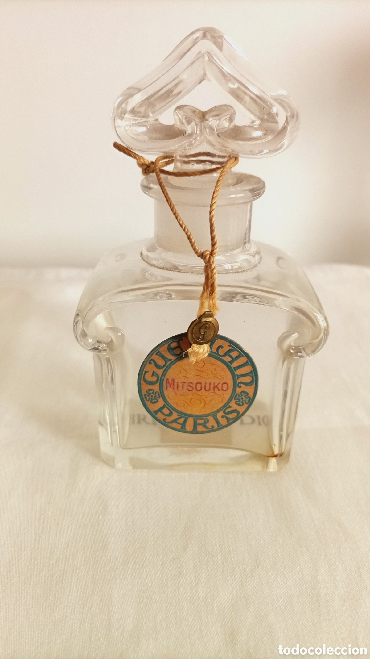 Vintage: Frasco Mitsouko Guerlain Cristal Baccarat Tap&oacute;n Coraz&oacute;n Invertido + Caja Parquet Original Vintage