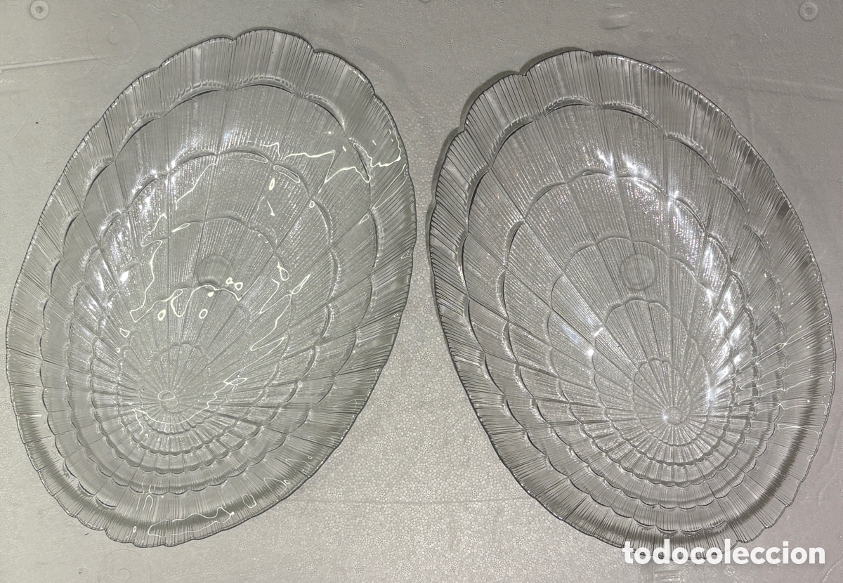 Vintage: (L930) Set 2 Fuentes Grandes Paşabah&ccedil;e Atlantis Cristal Concha 32cm