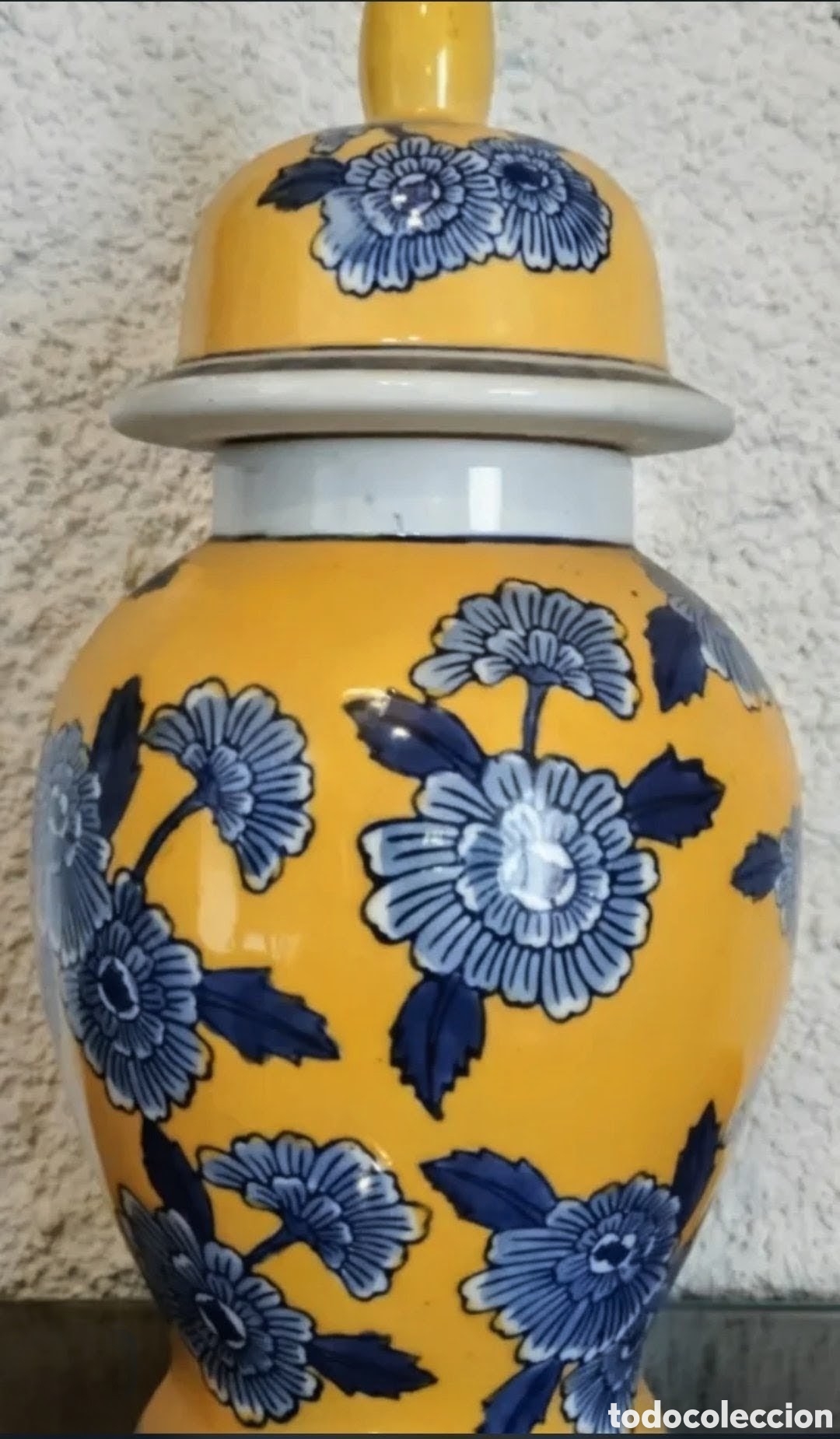 Vintage: Tibor de cer&aacute;mica con motivos florales, pote de almacenamiento
