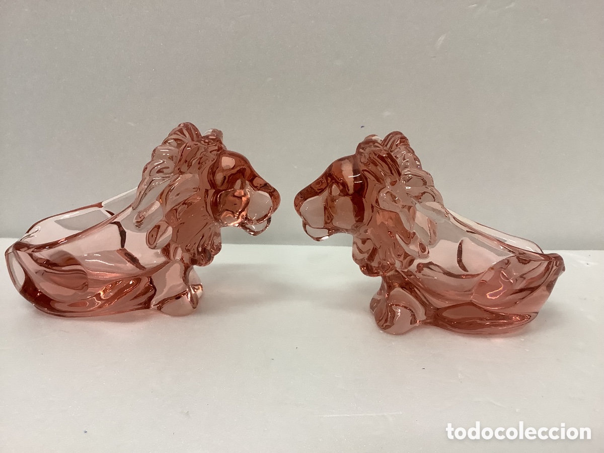 Vintage: PAREJA DE LEONES EN CRISTAL DE MURANO