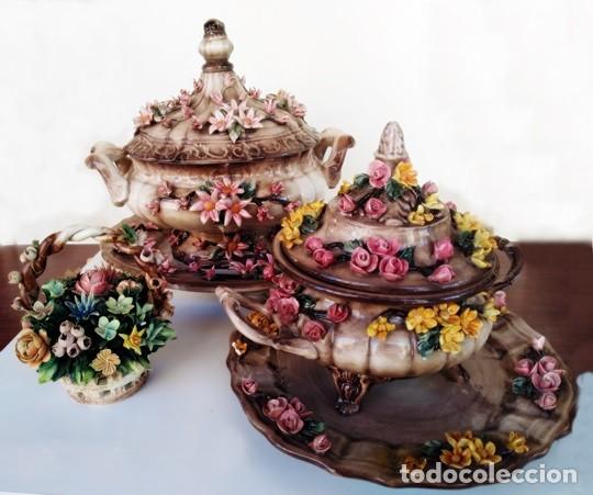 Vintage: Conjunto de piezas de cer&aacute;mica italiana Capodimonte