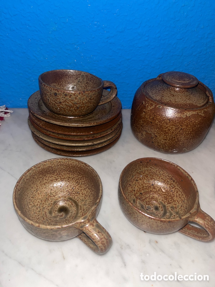 Vintage: Conjunto Juego De Tazas Jarras Y Platos De Gres - Foto 2