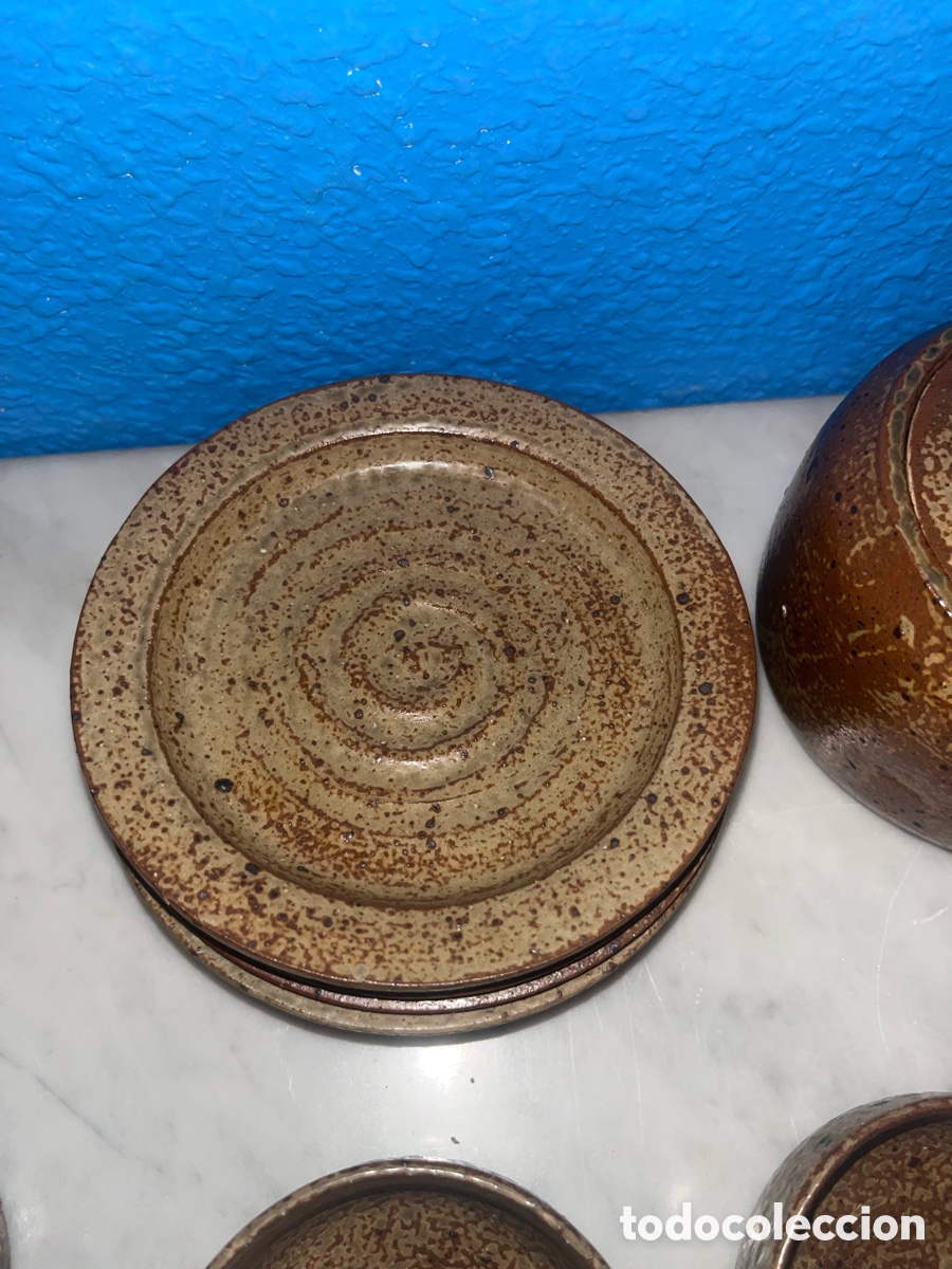 Vintage: Conjunto Juego De Tazas Jarras Y Platos De Gres - Foto 4