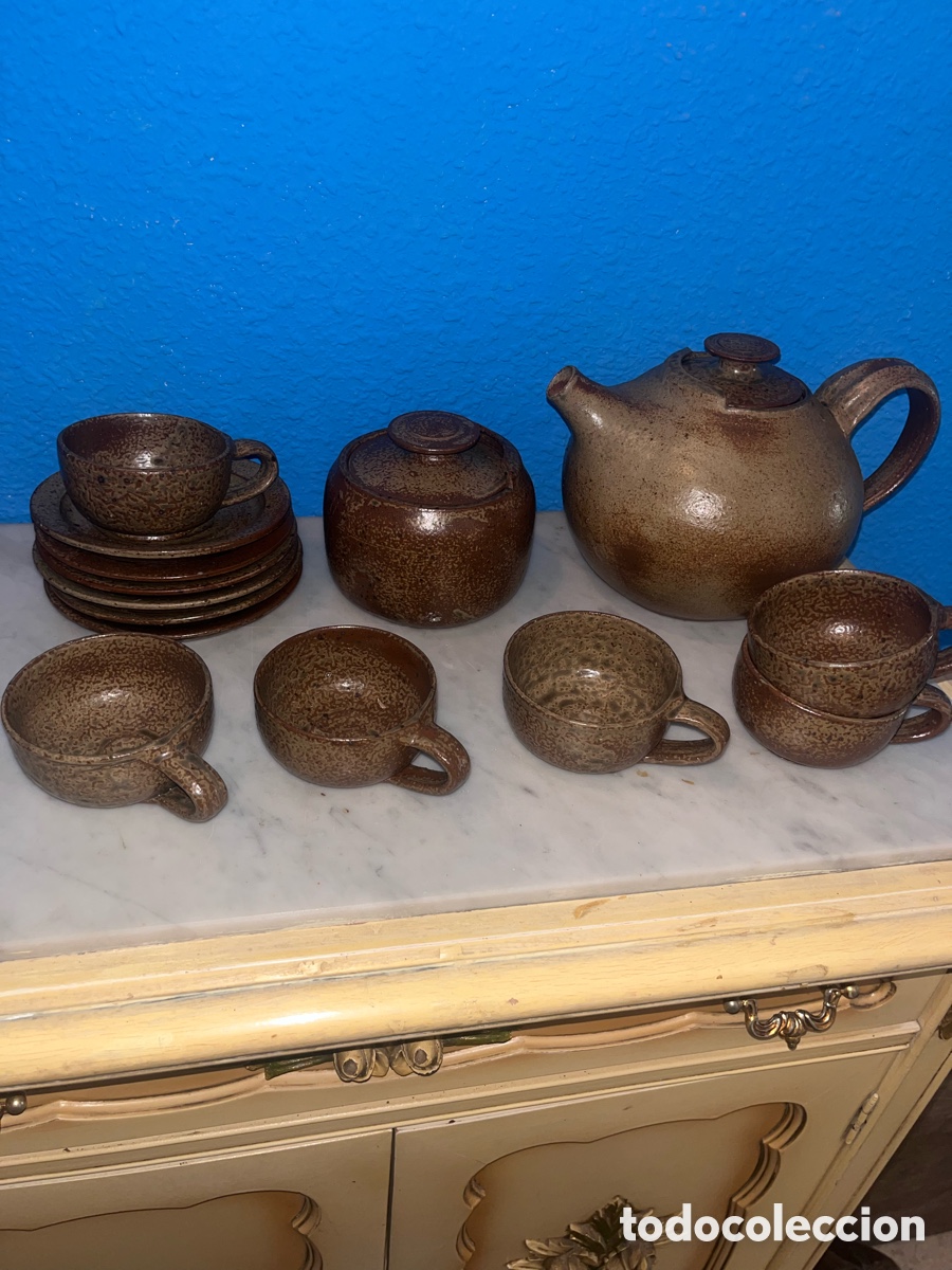 Vintage: Conjunto Juego De Tazas Jarras Y Platos De Gres - Foto 6