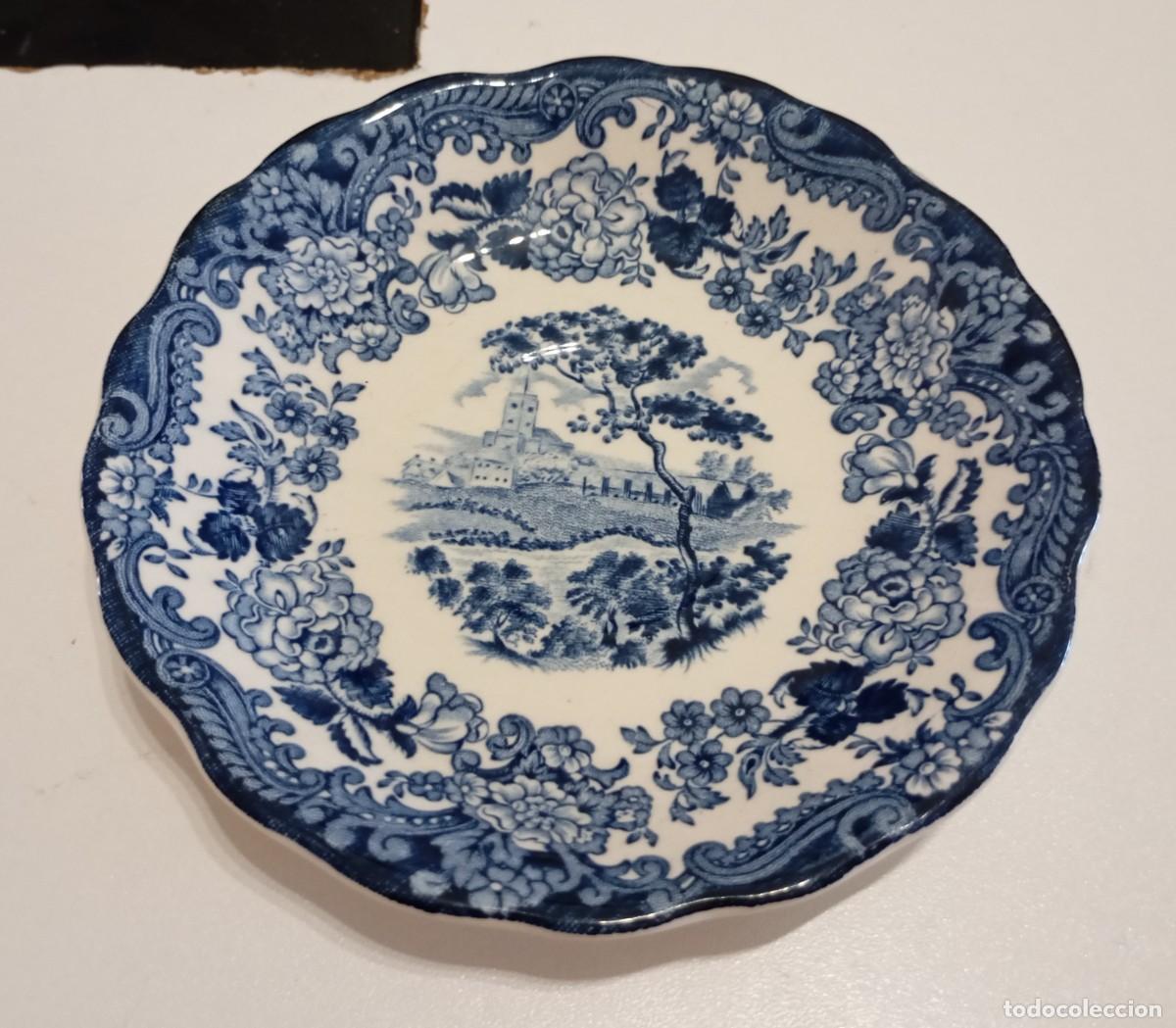 Vintage: PLATO PEQUE&Ntilde;O PARA COLECCI&Oacute;NAR DE CER&Aacute;MICA DE TRANSFERENCIA AZUL,PALISSY, ROYAL WORCESTER
