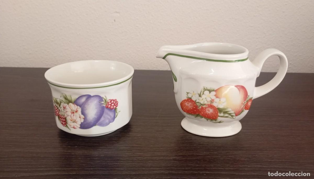 Vintage: BONITO CONJUNTO LECHERA+AZUCARERO DE PORCELANA DE CHURCHILL ENGLAND, COLECCI&Oacute;N VICTORIAN ORCHARD
