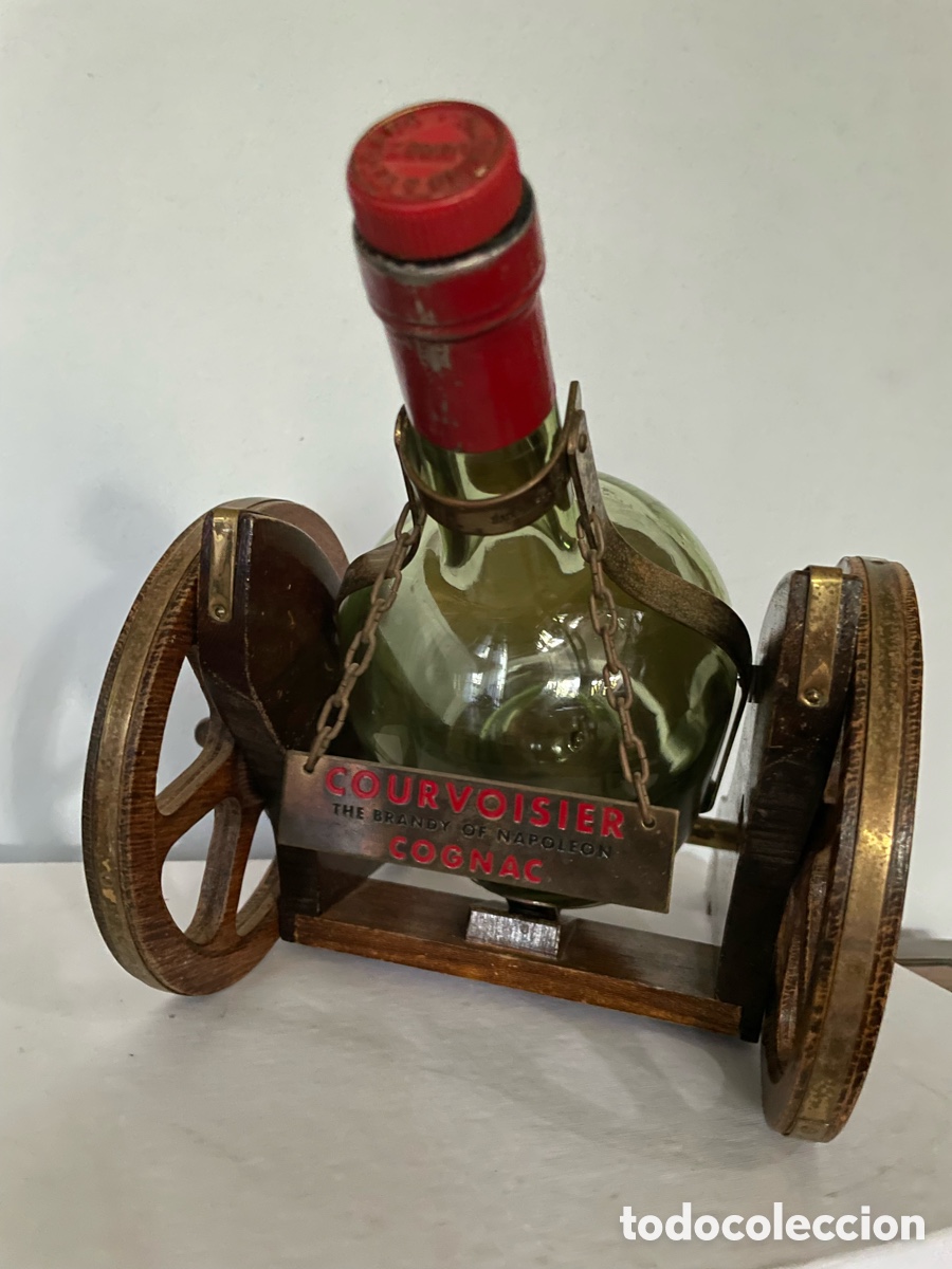 Vintage: Soporte de madera con botella de cognac - Foto 4