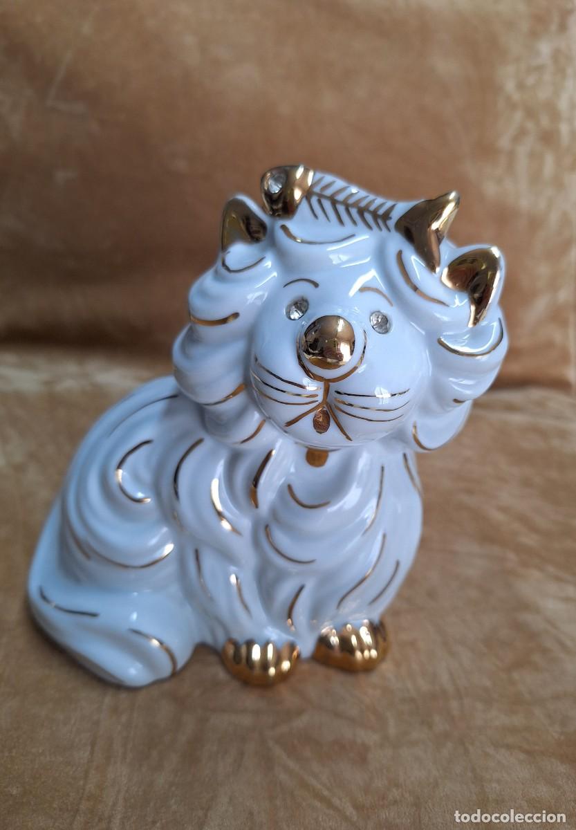 Vintage: Gato porcelana em pasta de Limoges e olhos Swarovski Crystals