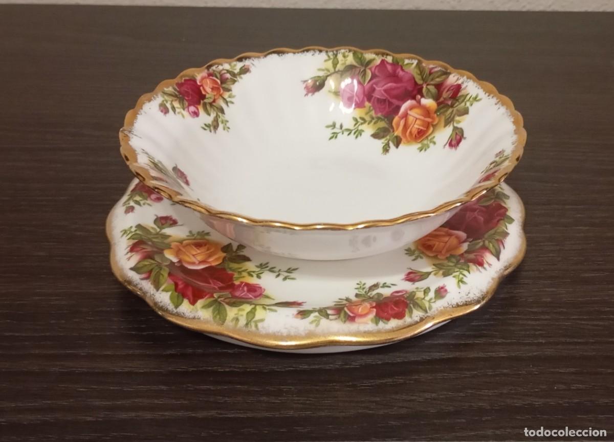 Vintage: BONITO JUEGO DE CUENCO+PLATILLO DE PORCELANA FINA,DE LA MARCA ROYAL ALBERT, PATR&Oacute;N OLD COUNTRY ROSES