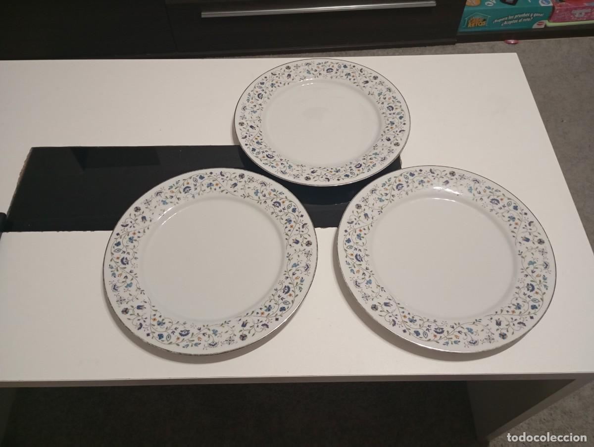 Vintage: HERMOSO JUEGO DE 3 PLATOS GRANDES DE CENA DE PORCELANA FINA,MARCA RC, ROYAL CERAMICA