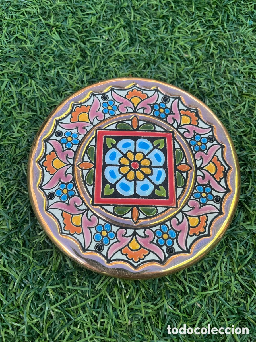 Vintage: Plato Cer&aacute;mica Cearco Oro 24K Colgar Pared