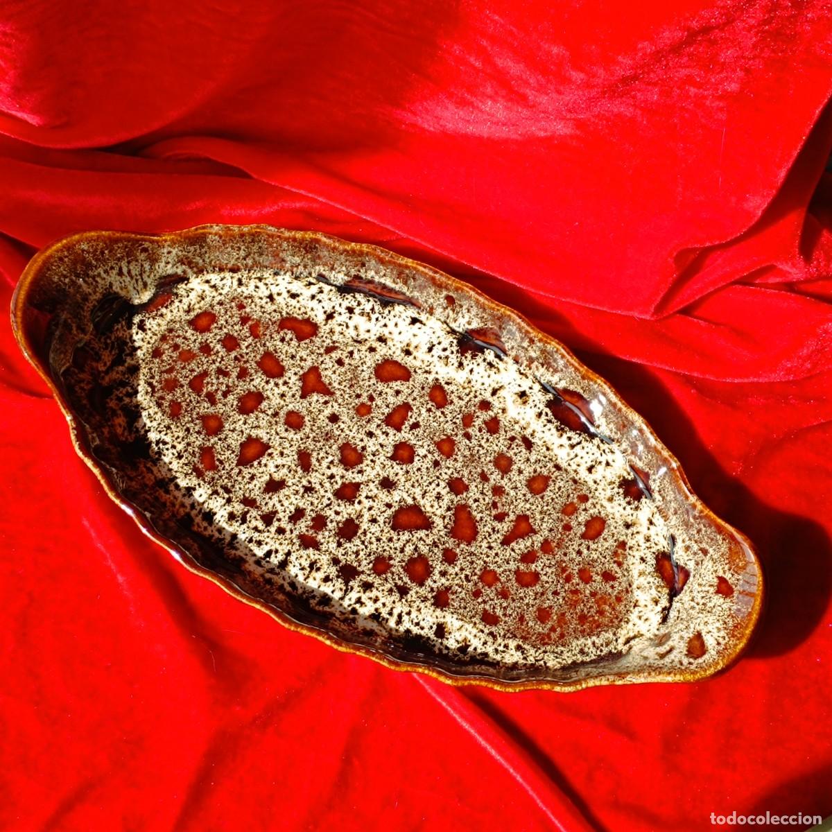 Vintage: Fuente servir Foster's Pottery vintage, honeycomb marr&oacute;n, 36 cm