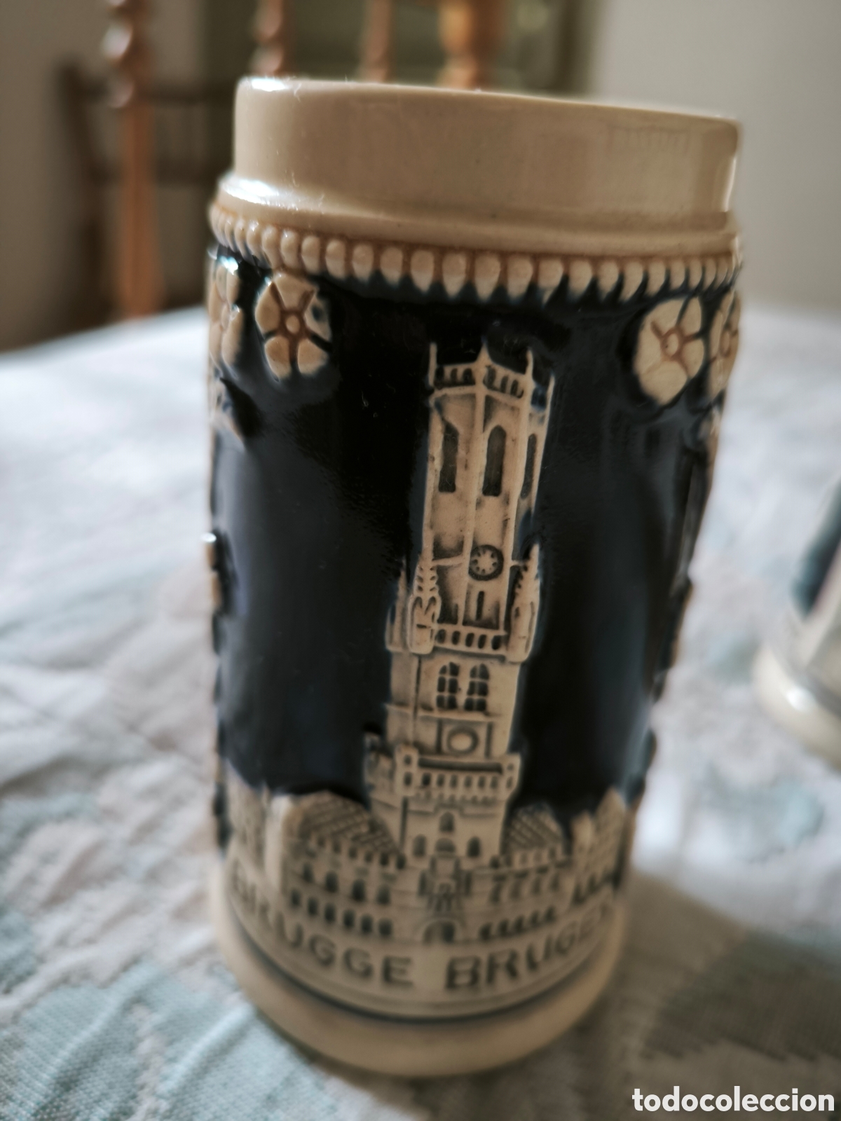 Vintage: Lote de dos jarras de cerveza B&eacute;lgica a&ntilde;os 1950