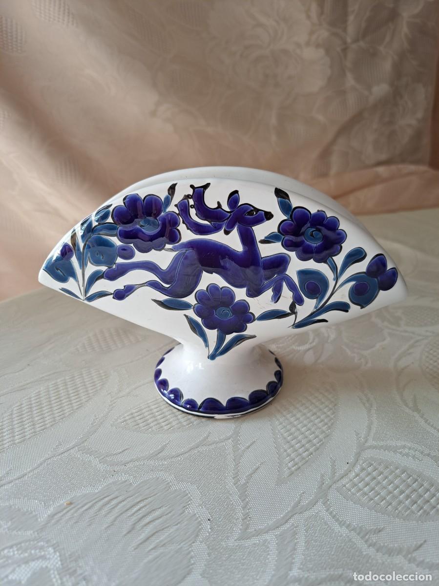 Vintage: Bonito servilletero de cer&aacute;mica griega, Rhodes, pintado a mano.