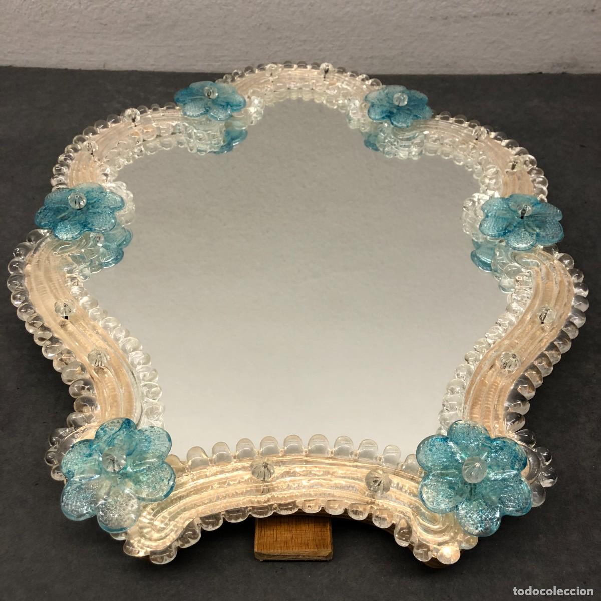 Vintage: ESPEJO DE MESA VINTAGE - PIEZA VENECIANA DE CRISTAL MURANO - 39 X 31 CM / 1683