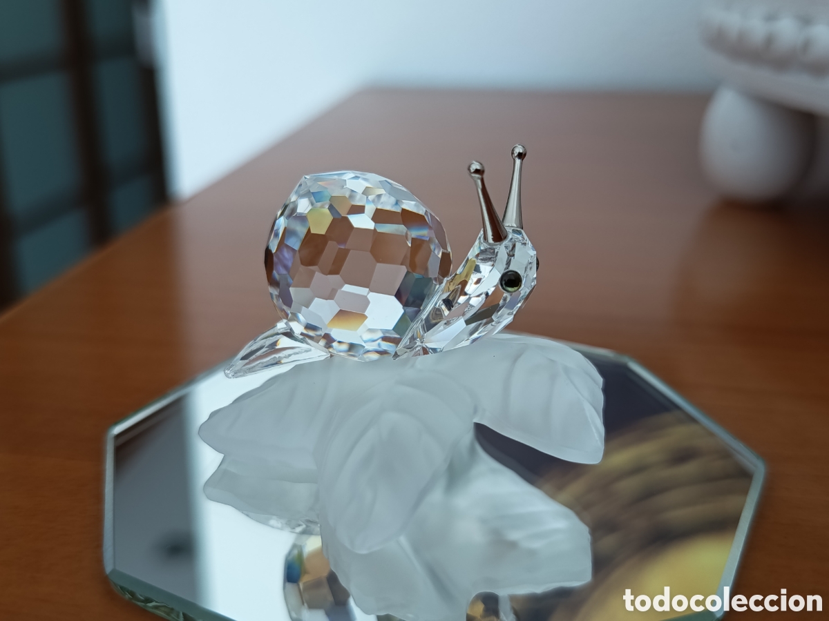 Vintage: Figura de Cristal Swarovski - Caracol sobre hoja (con caja)