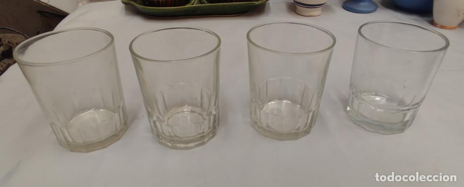 Vintage: JUEGO DE 4 VASOS ANTIGUOS, 3 DURALEX OTRO SIM., 9,5 CM DE ALTOS