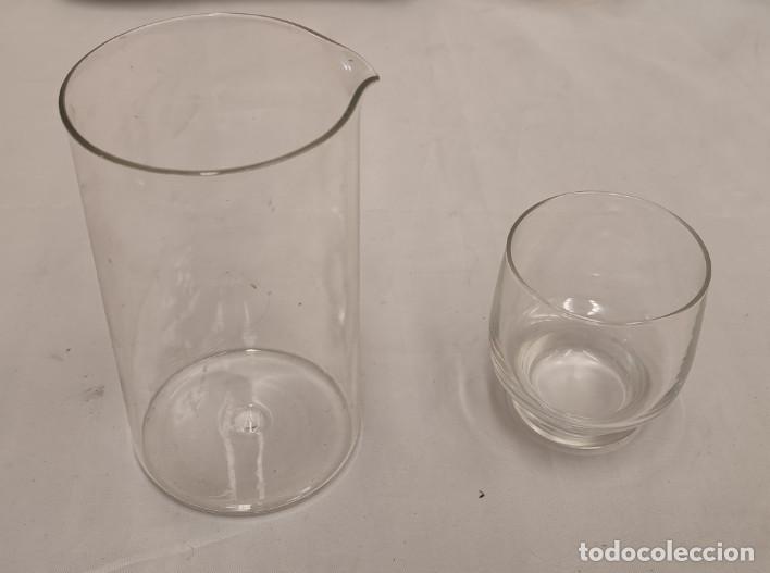 Vintage: ANTIGUA JARRA SIN ASA O VASO VERTEDOR DE FINO CRISTAL 15,5 X 9 CM + VASO 8,5 CM