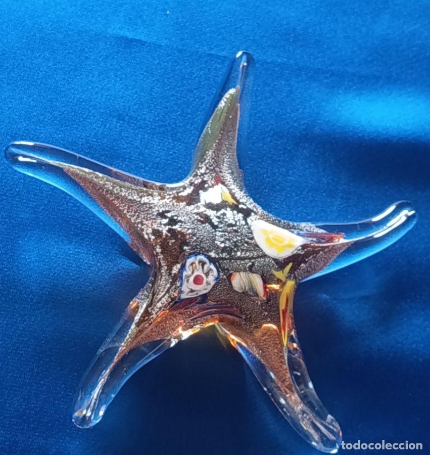 Vintage: INCRE&Iacute;BLE PISAPAPELES EN FORMA DE ESTRELLA DE MAR EN CRISTAL DE MURANO CON MURRINA. VINTAGE