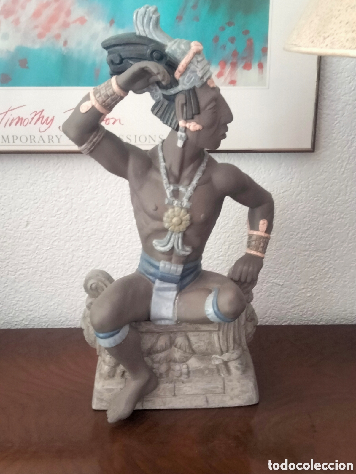 Vintage: Figura de porcelana Nadal de Guerrero Maya/Azteca