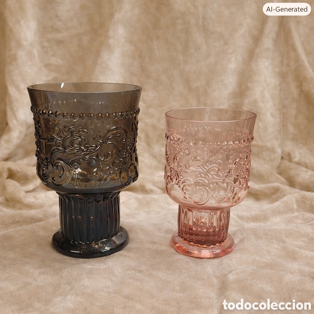 Vintage: Copas de cristal prensado muy fino vintage.