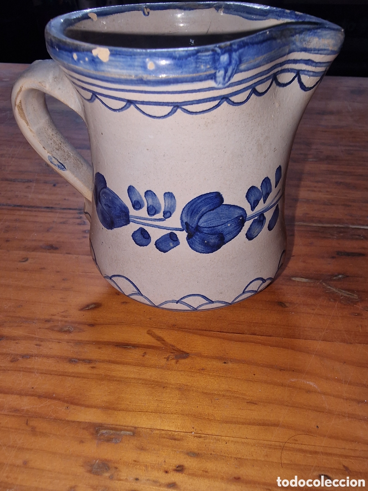 Vintage: Excelente jarra de cer&aacute;mica esmaltada pintada a mano,muel espa&ntilde;a