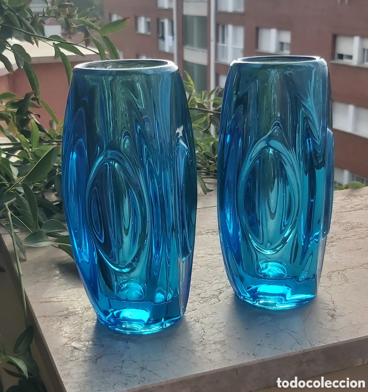Vintage: Par de jarrones&rdquo;Bullet&rdquo; de Rudolf Schr&ouml;tter para Sklo Union