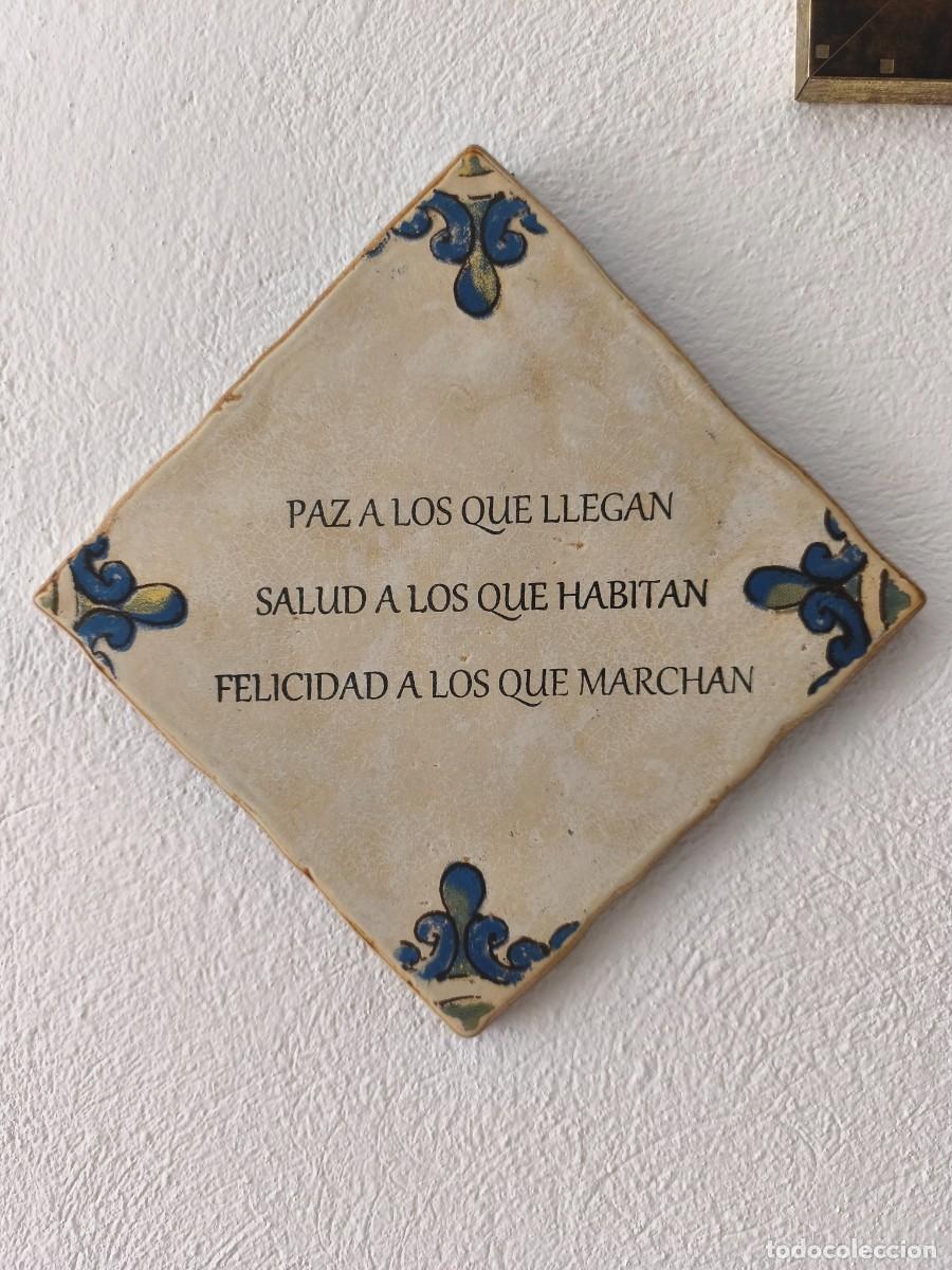 Vintage: Azulejo romboidal con frase.