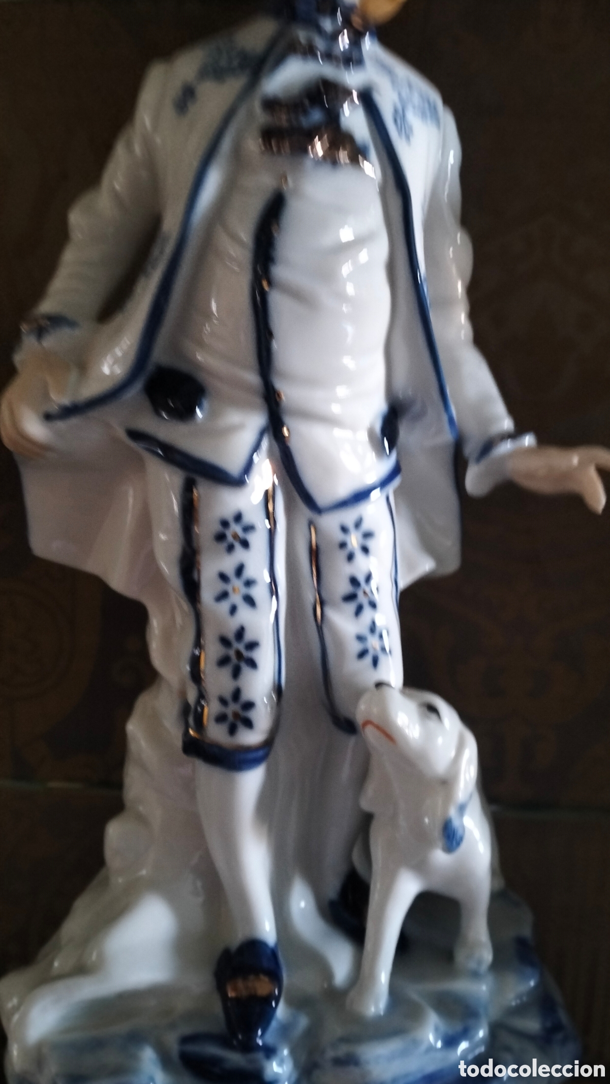Vintage: Pareja de porcelana azul-blaca